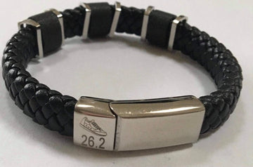 Chunky Leather & Stainless Steel Marathon Bracelet. Was £30.00, now £5.00 !   JUST ONE LEFT !