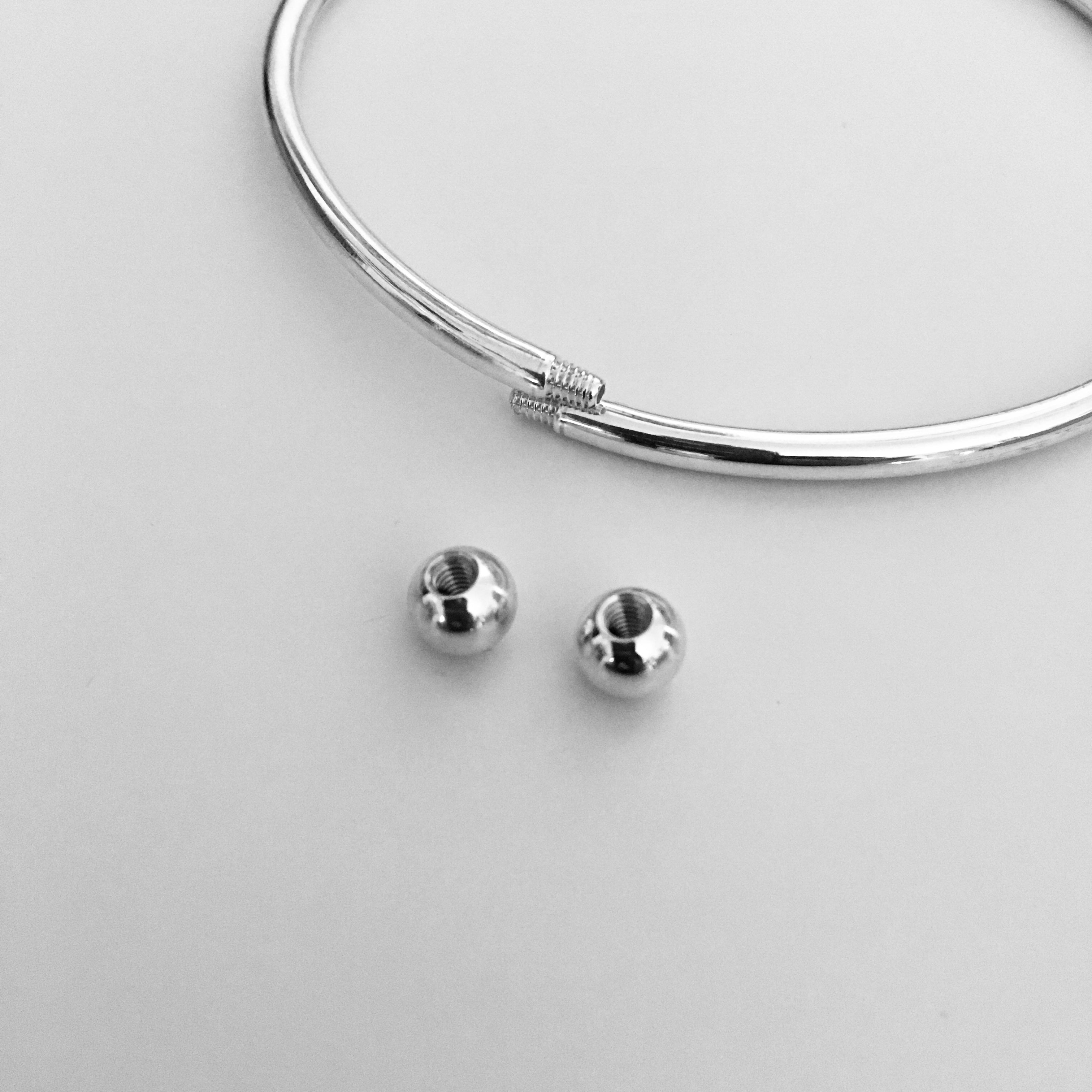 Threaded Ball End Sterling Silver threaded ball end x 2 (for use on silver bangle ...